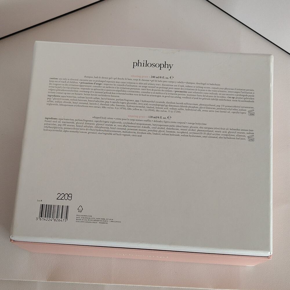 Philosophy Amazing Grace Gift Set 2 pc 8/4 oz Hydrating Shower Gel & Body Creme - Picture 8 of 12